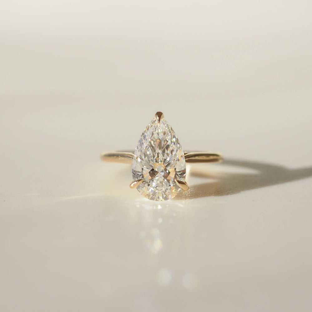 Elongated Pear Cut Labgrown Engagement Ring