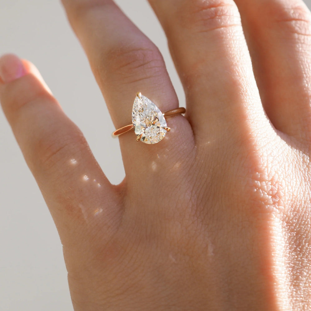 Elongated Pear Cut Labgrown Engagement Ring