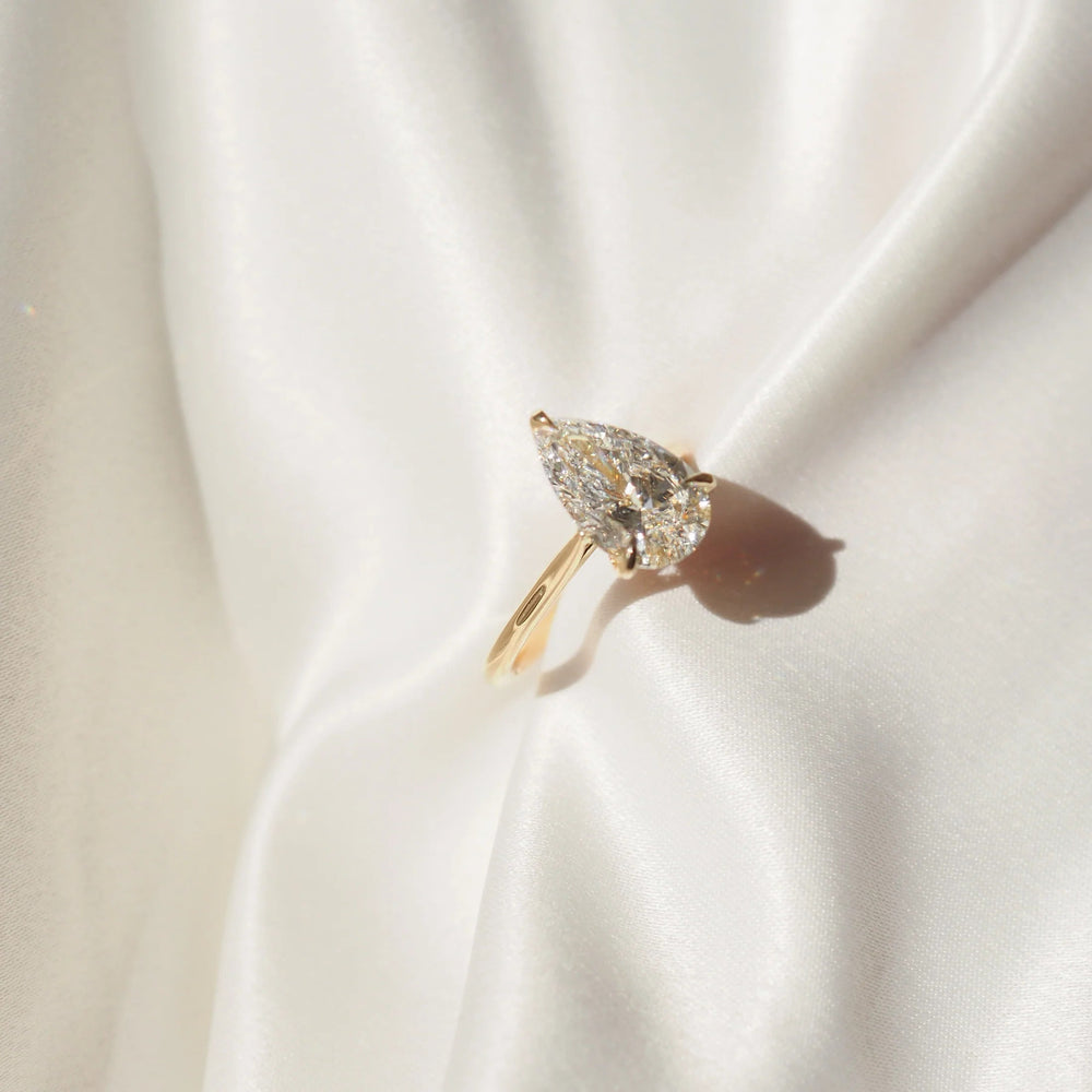 Elongated Pear Cut Labgrown Engagement Ring
