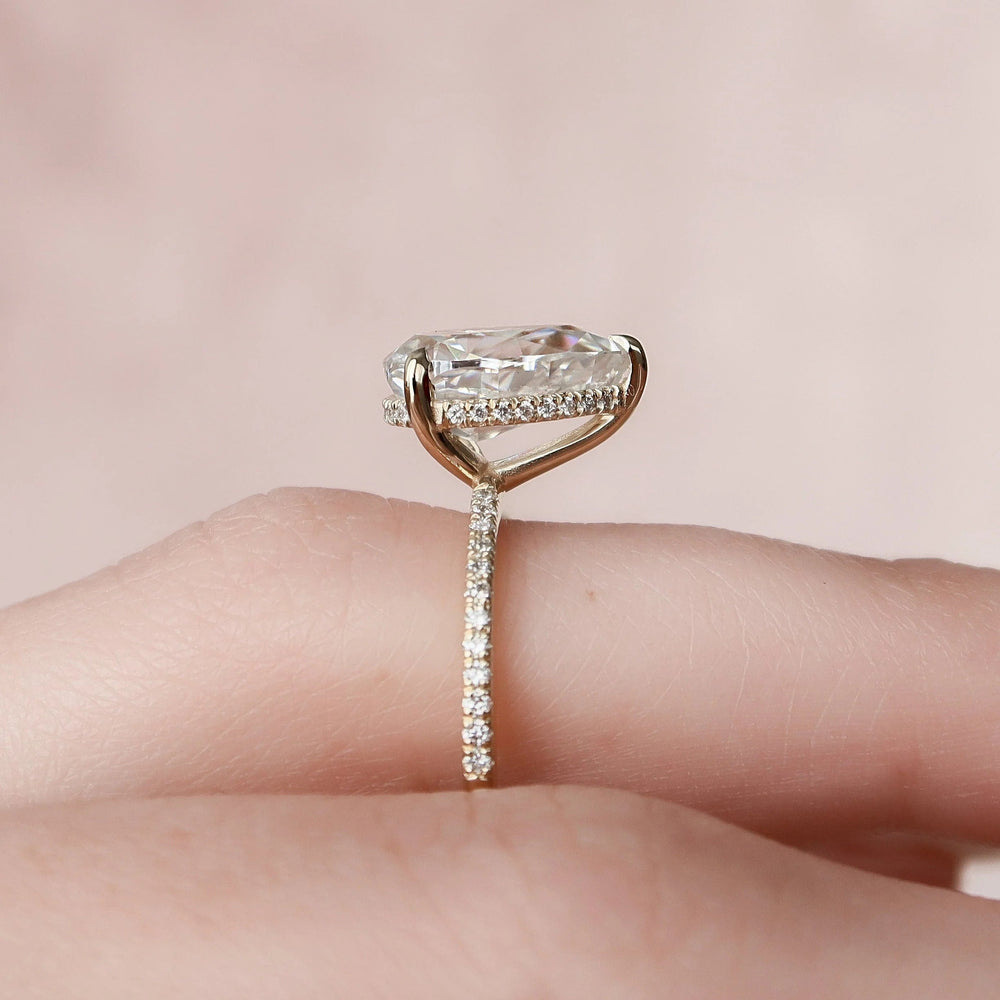 Elongated Pear Cut Labgrown Engagement Ring