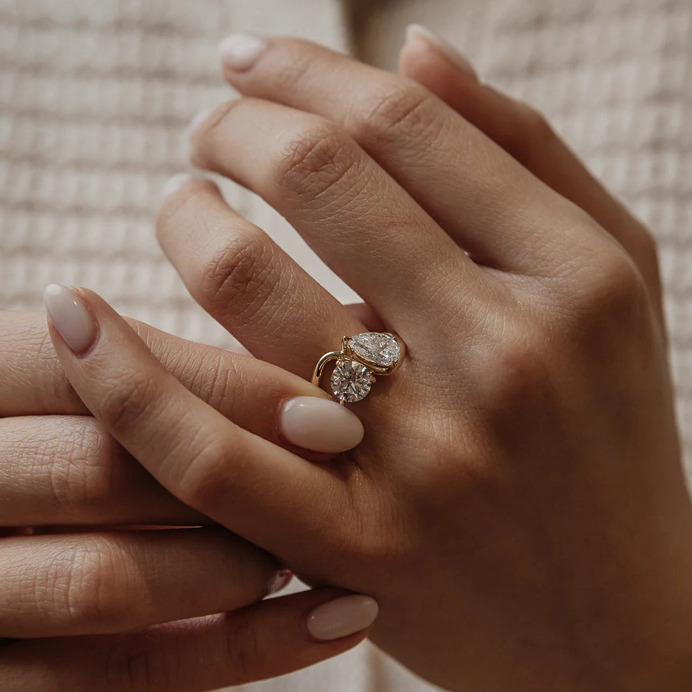 Toi Et Moi Pear & Round Cut Labgrown Engagement Ring