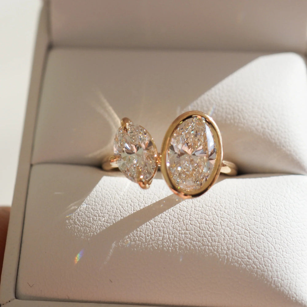Two Stone Oval Cut Labgrown Engagement Ring