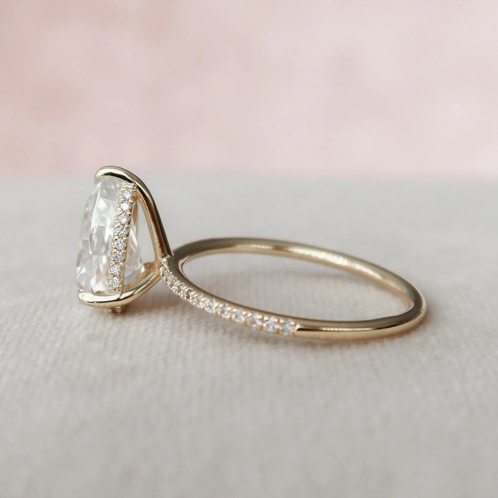 Elongated Pear Cut Labgrown Engagement Ring