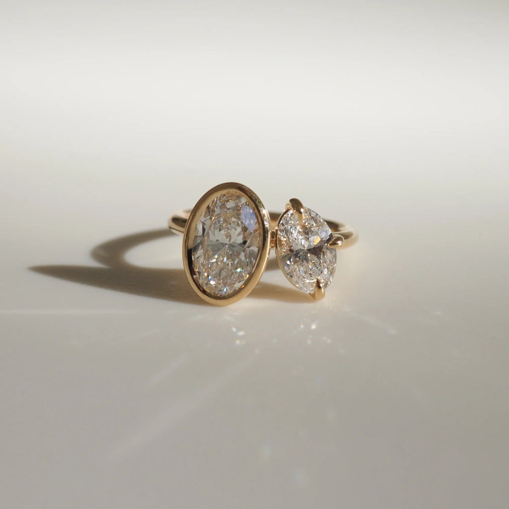 Two Stone Oval Cut Labgrown Engagement Ring