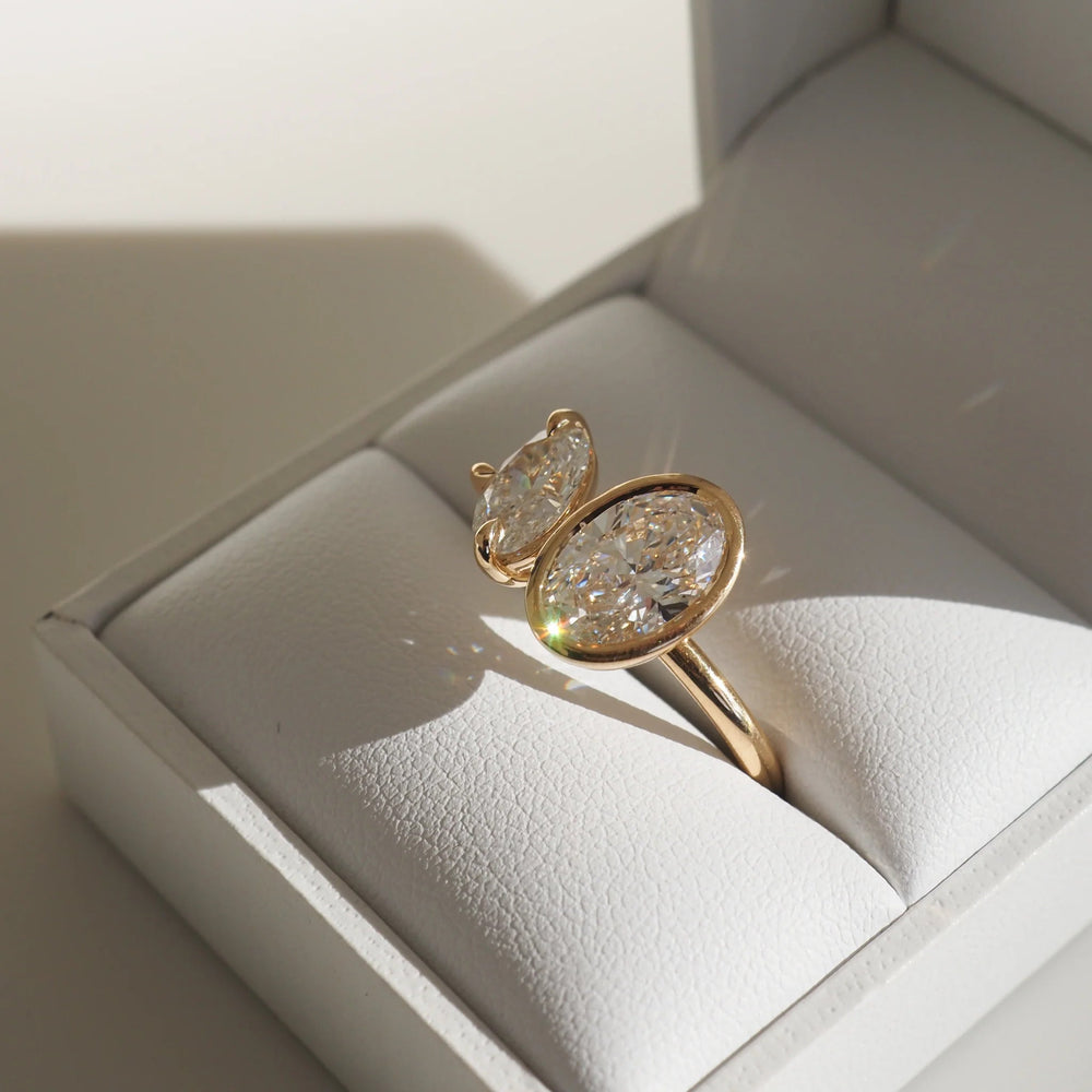 Two Stone Oval Cut Labgrown Engagement Ring