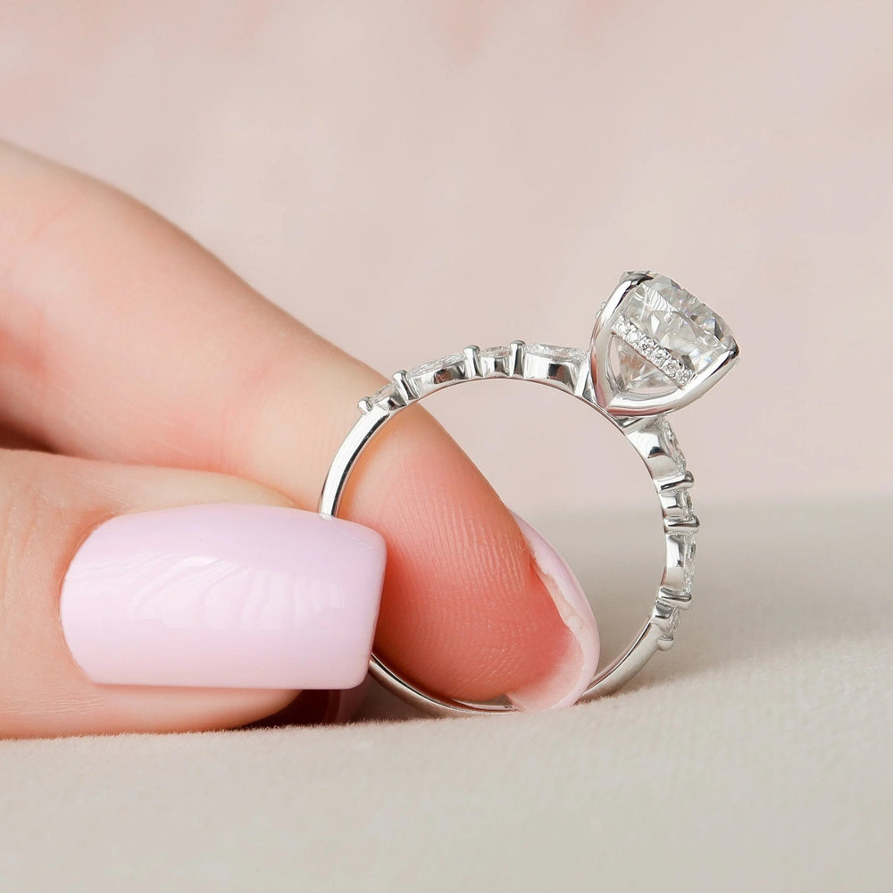 Elongated Pear Cut Labgrown Engagement Ring