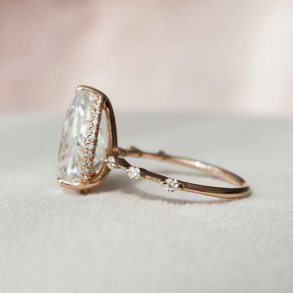 Elongated Pear Cut Labgrown Engagement Ring