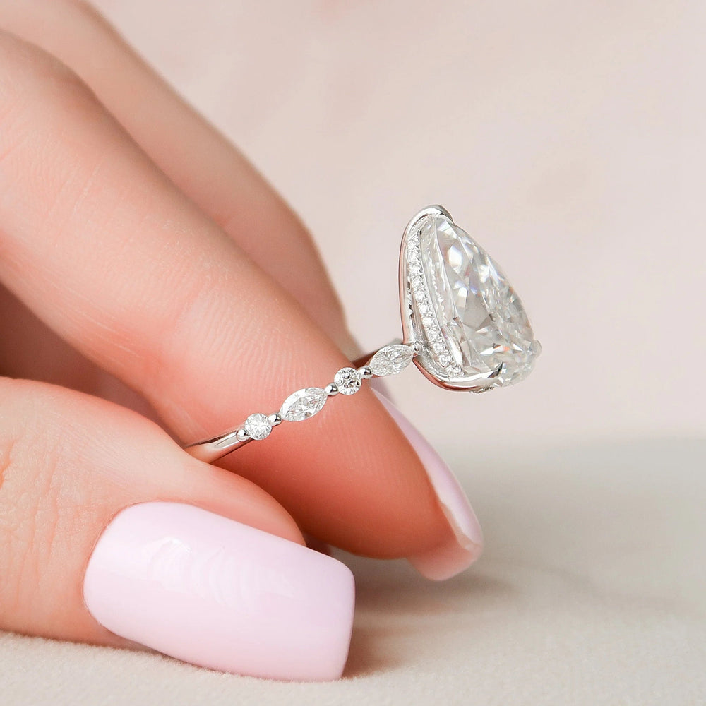 Elongated Pear Cut Labgrown Engagement Ring