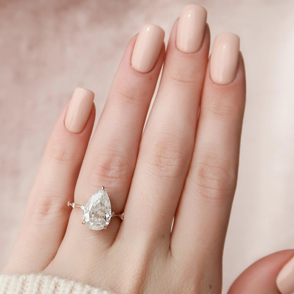 Elongated Pear Cut Labgrown Engagement Ring