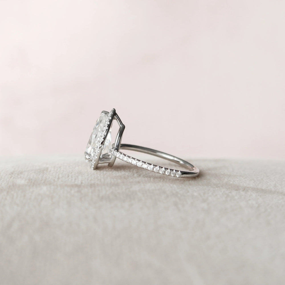 Elongated Pear Cut Labgrown Engagement Ring