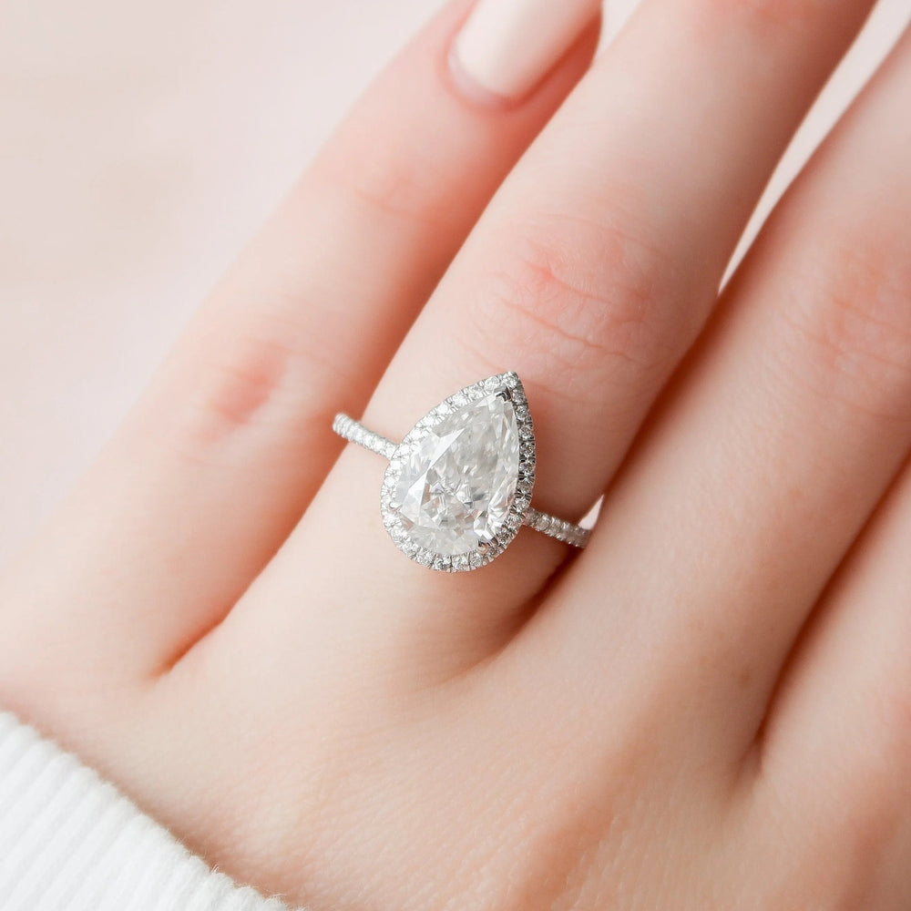 Elongated Pear Cut Labgrown Engagement Ring