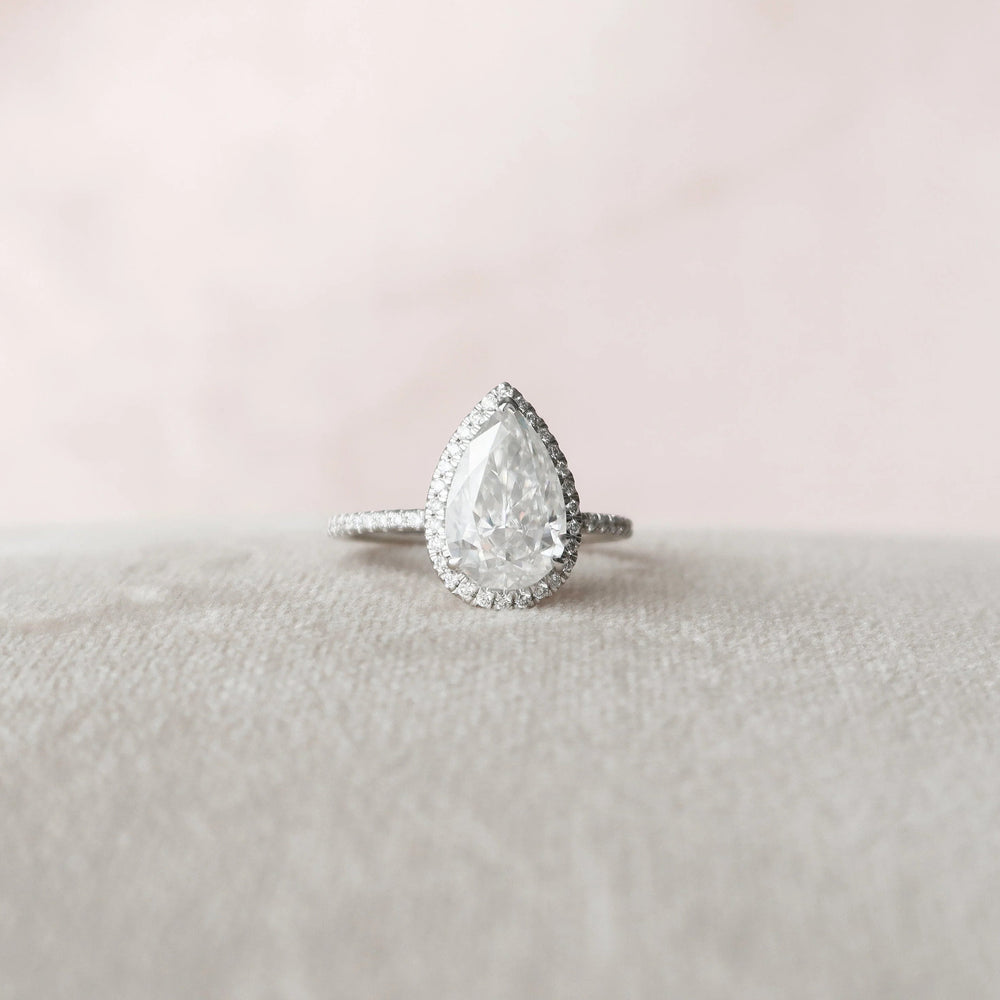 Elongated Pear Cut Labgrown Engagement Ring