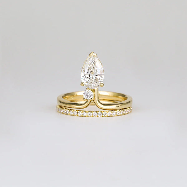 Elongated Pear Cut Labgrown Engagement Ring