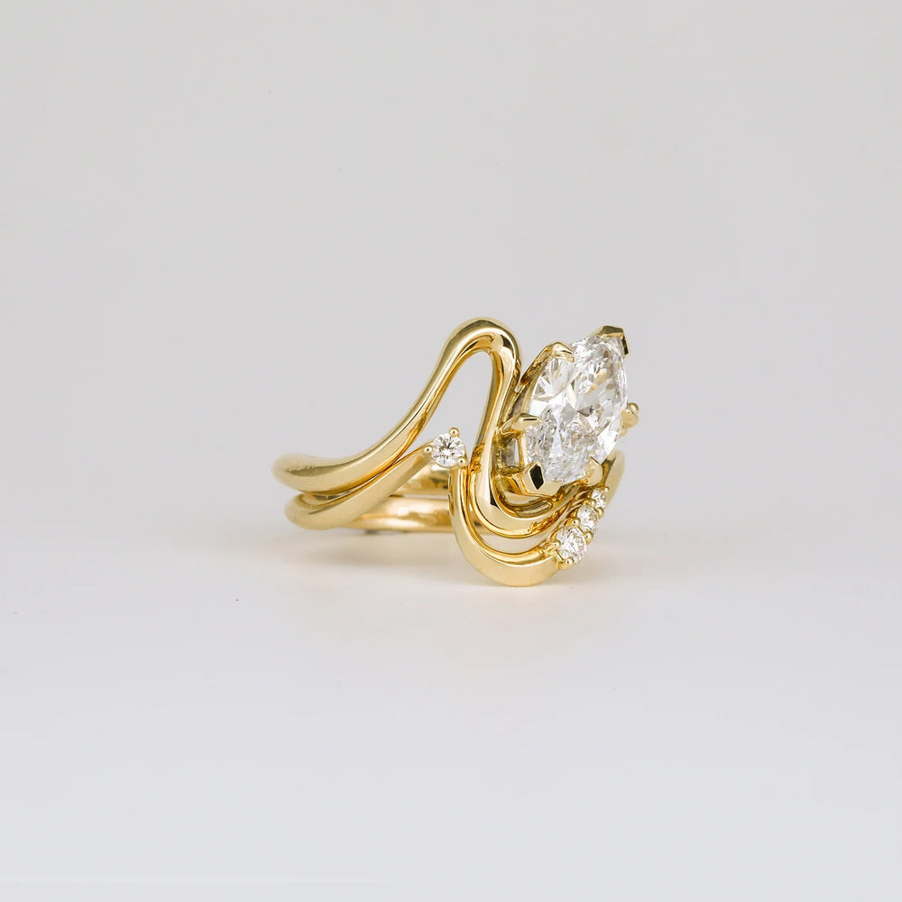 Bridal Set Marquise Cut Labgrown Engagement Ring