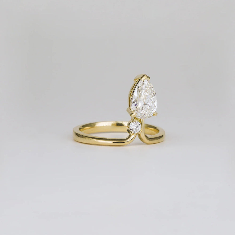 Elongated Pear Cut Labgrown Engagement Ring