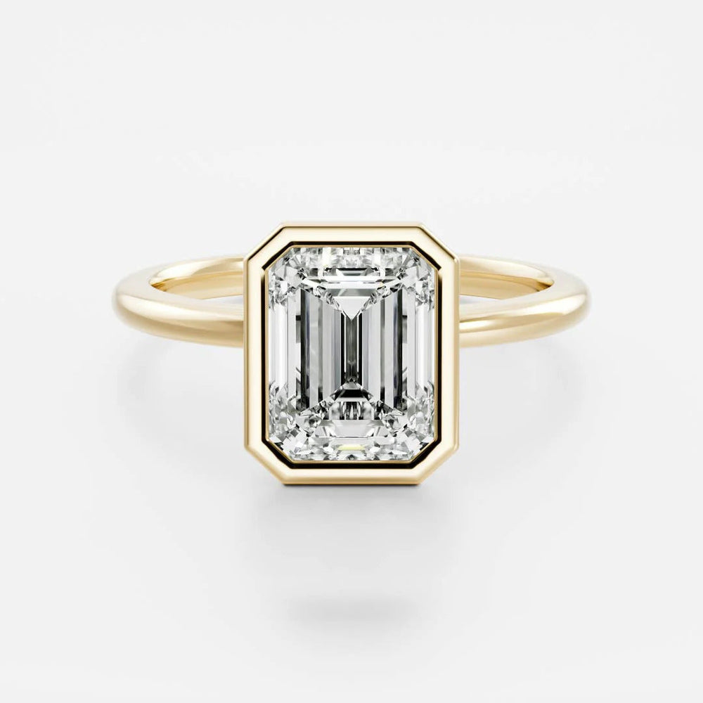 Bezel Set Emerald Cut Labgrown Engagement Ring