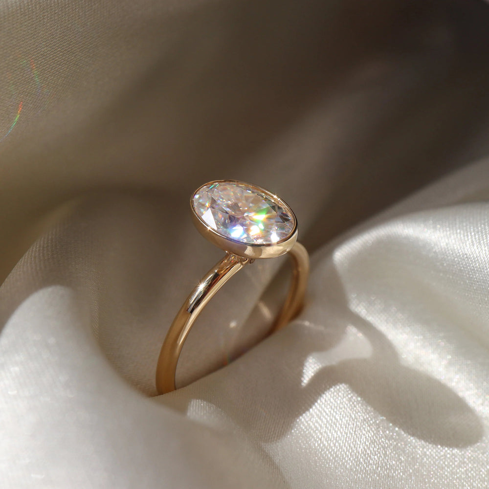 Bezel Set Oval Cut Labgrown Engagement Ring