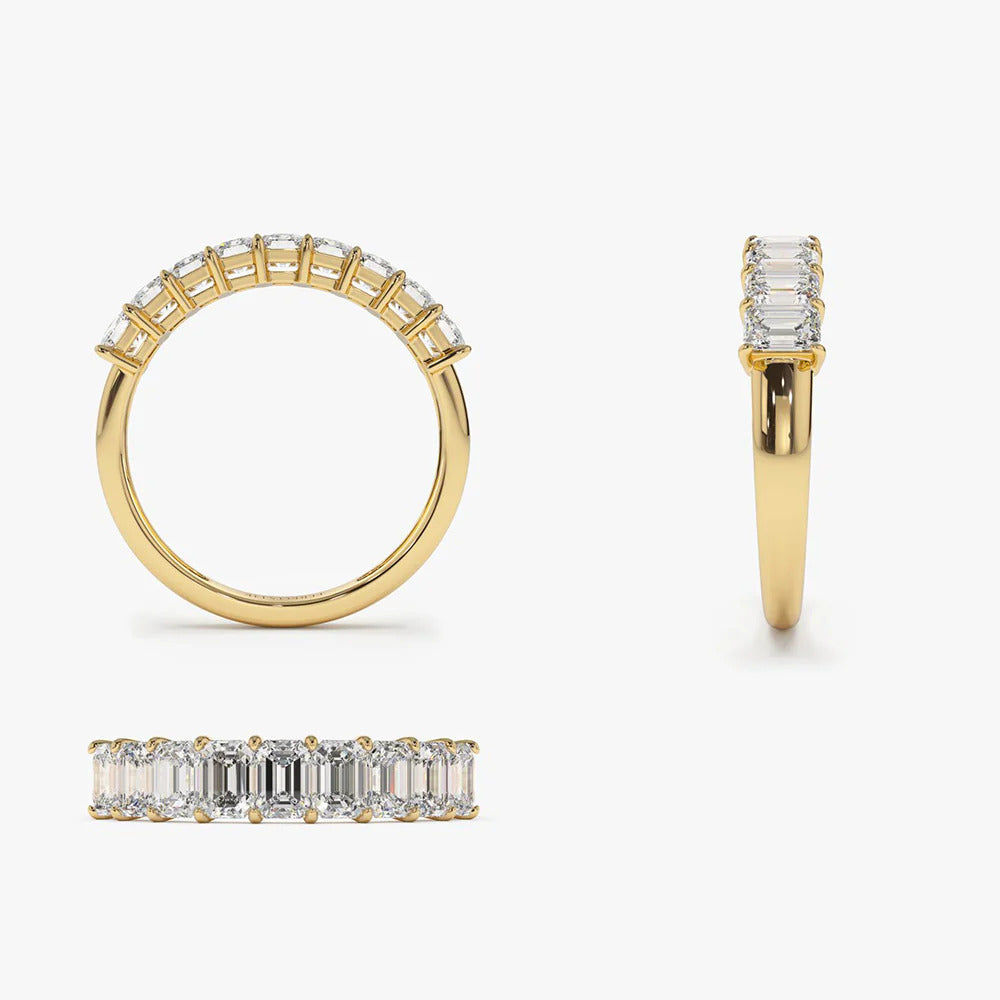 Emerald Cut Wedding Band Women Labgrown Band