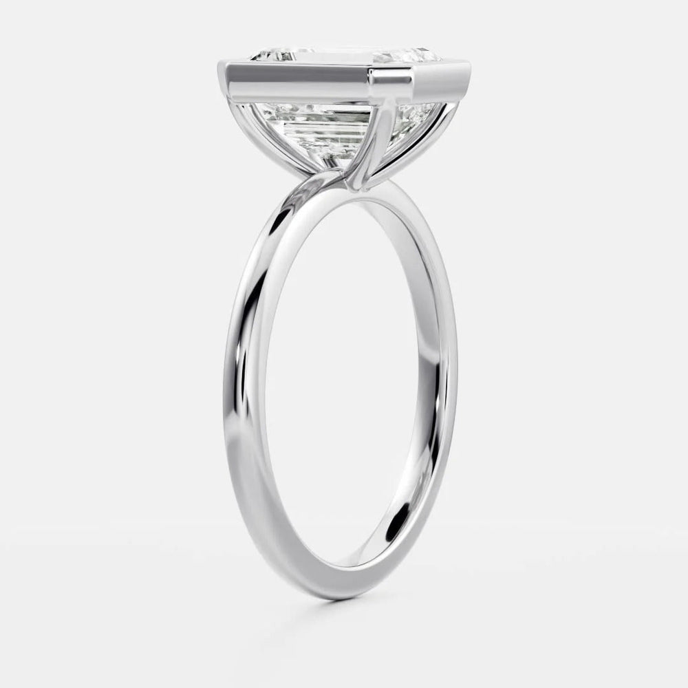 Bezel Set Emerald Cut Labgrown Engagement Ring