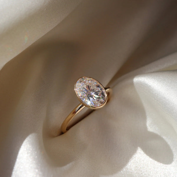 Bezel Set Oval Cut Labgrown Engagement Ring