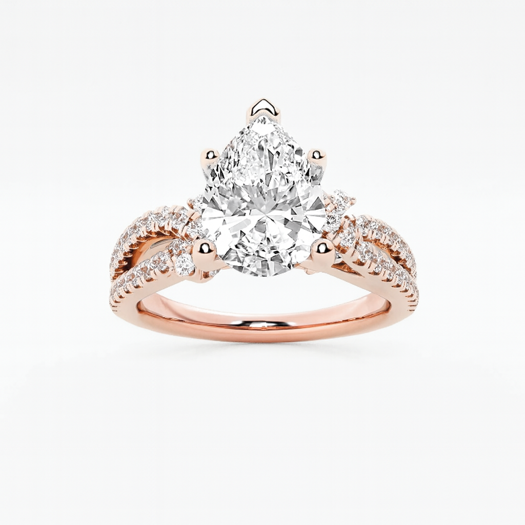 Theia 4 ctw Princess Lab Grown Diamond Side Stone Engagement Ring