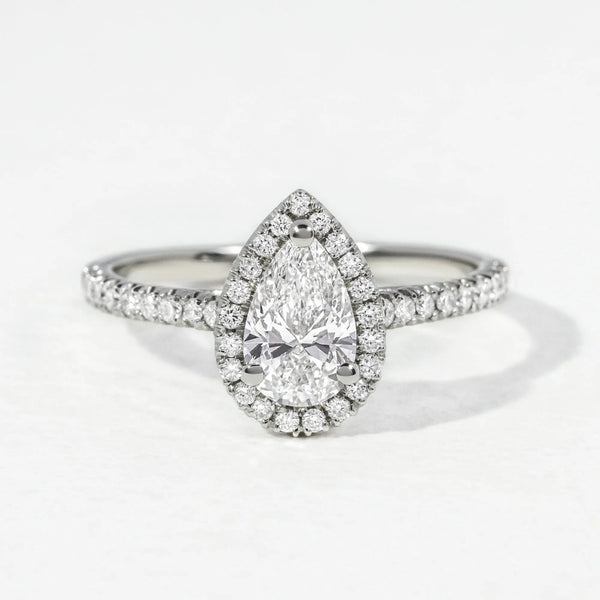 Elongated Pear Cut Labgrown Engagement Ring