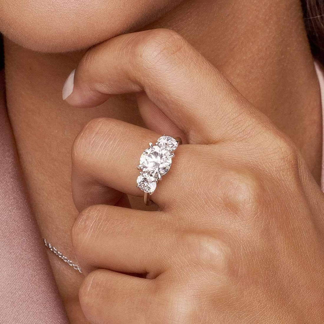 Athena 4 ctw Round Lab Grown Diamond Three-Stone Ring