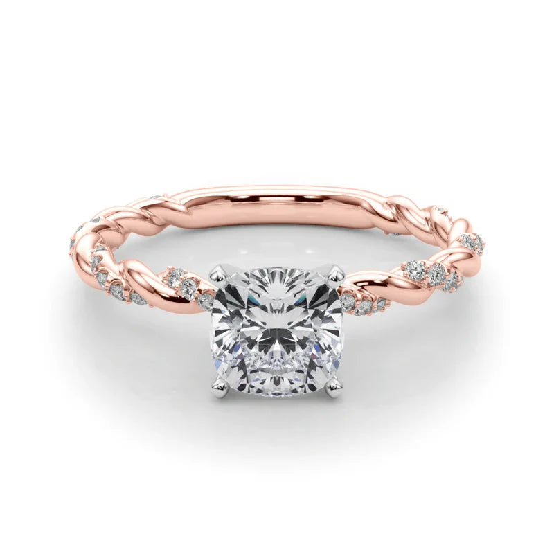 Cushion Cut Twisted Band Engagement Ring