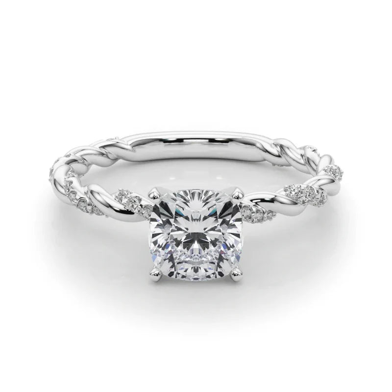 Cushion Cut Twisted Band Engagement Ring