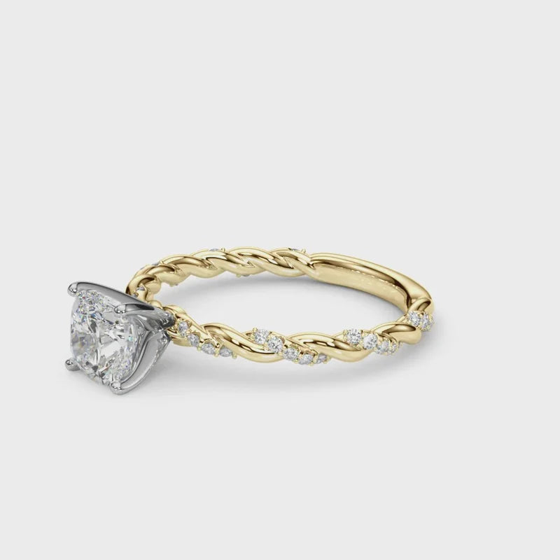 Cut Twisted Band Engagement Ring (925 Sterling Silver)