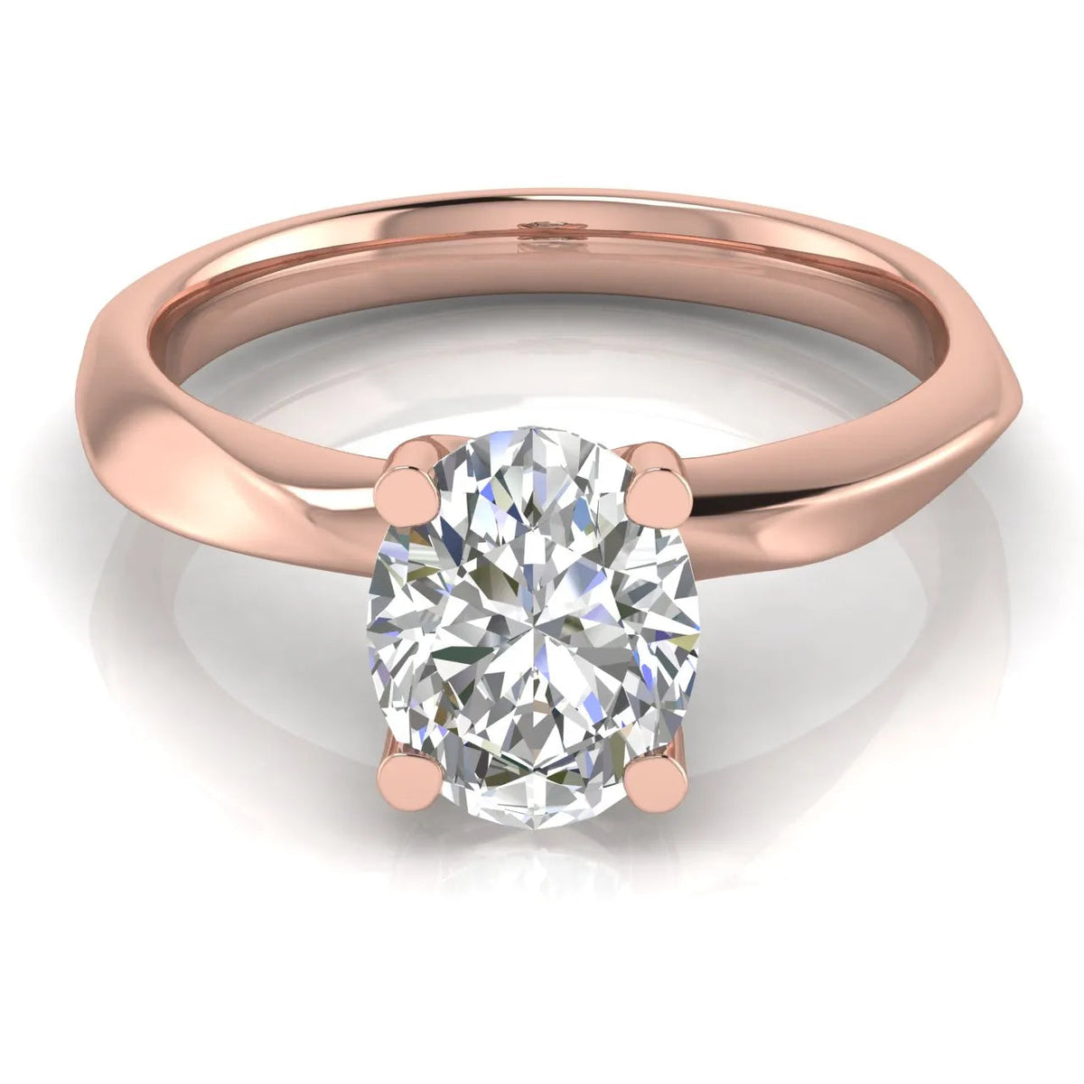 Elegant Solitaire Engagement Ring - Oval (18K Rose)