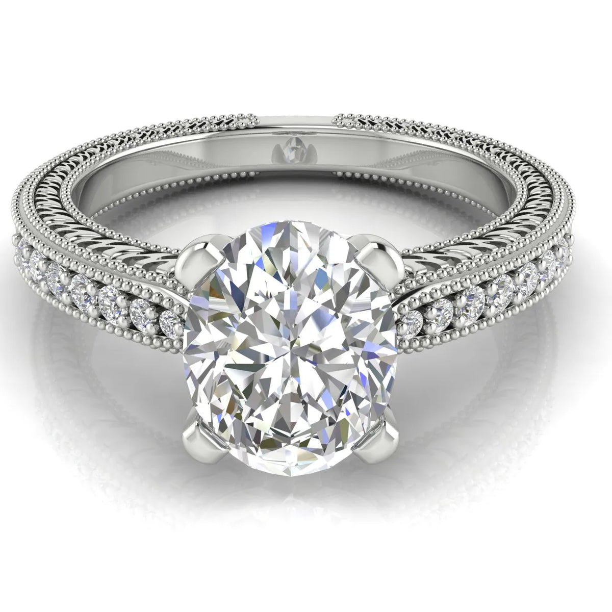 Vintage-Inspired Solitaire Ring with Accent Stones