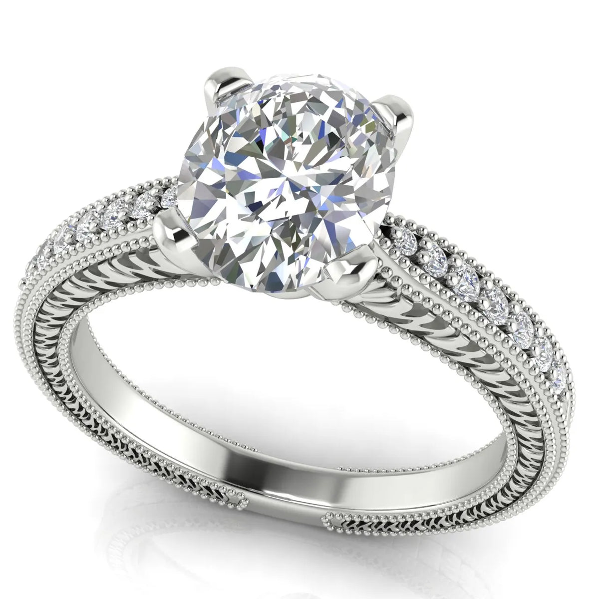 Vintage-Inspired Solitaire Ring with Accent Stones