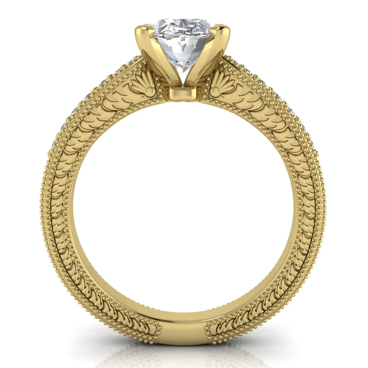 Vintage-Inspired Solitaire Ring with Accent Stones