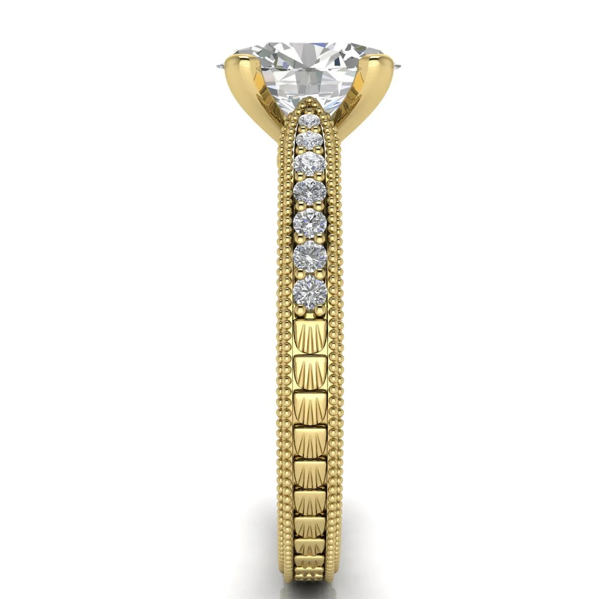Vintage-Inspired Solitaire Ring with Accent Stones