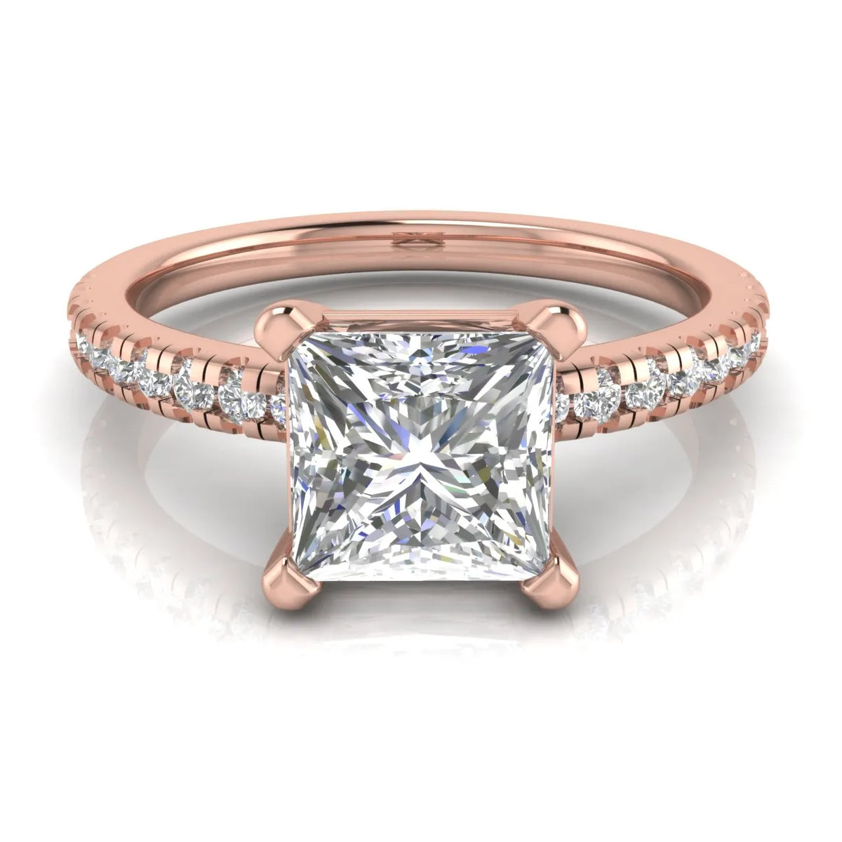 Delicate Pavé Accent Solitaire Ring