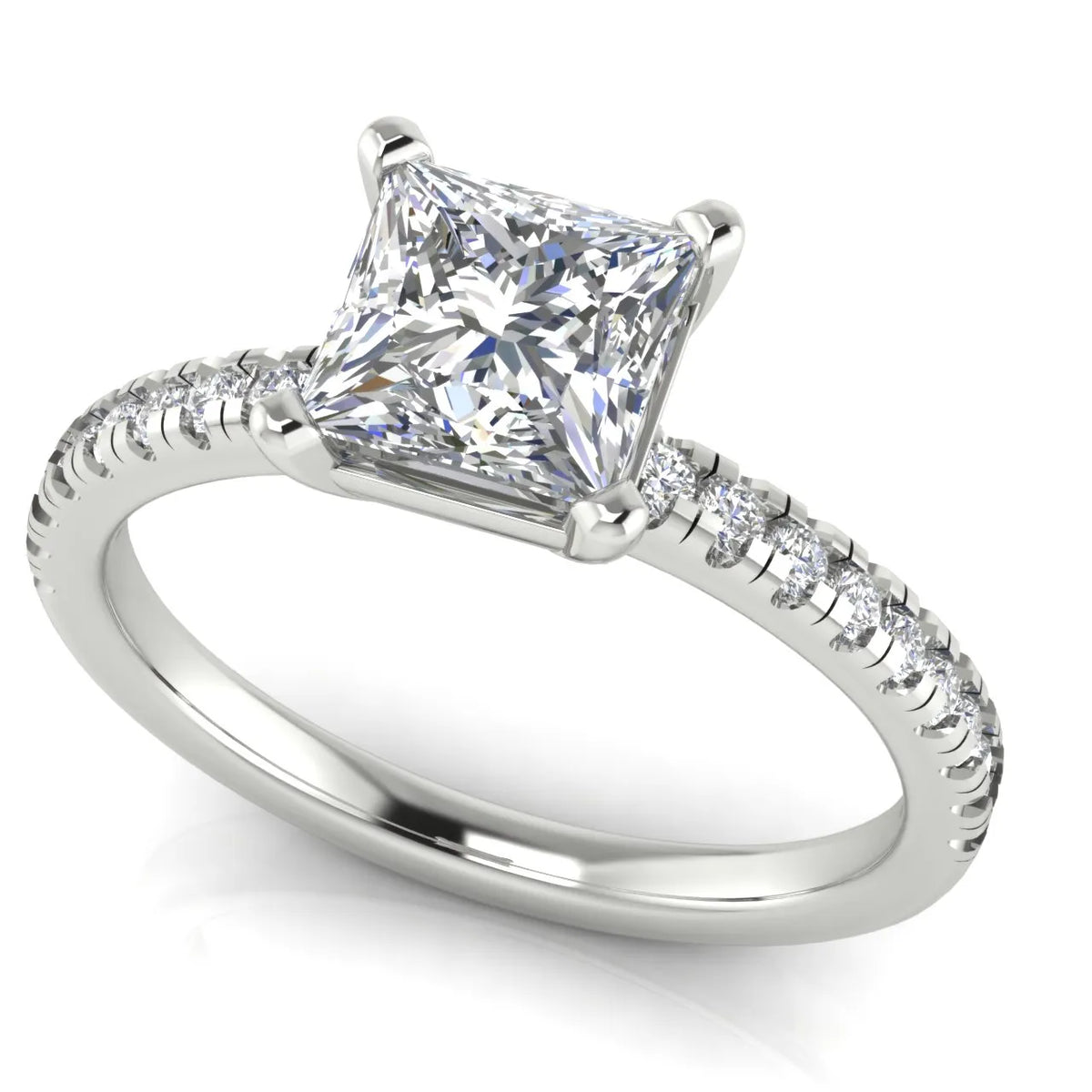 Delicate Pavé Accent Solitaire Ring