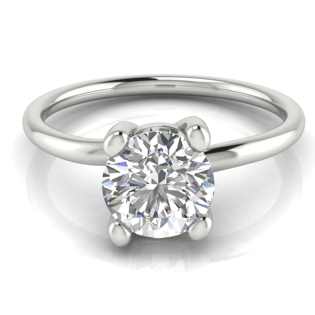 Romantic Solitaire Ring with Classic Setting – (925 Sterling Silver) – Round (925 Sterling Silver)