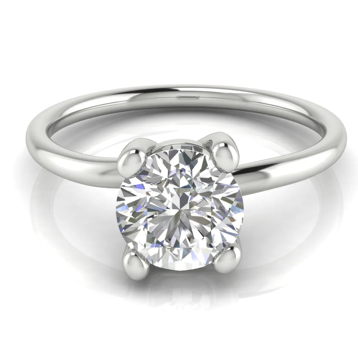 Romantic Solitaire Ring with Classic Setting – Round (925 Sterling Silver)