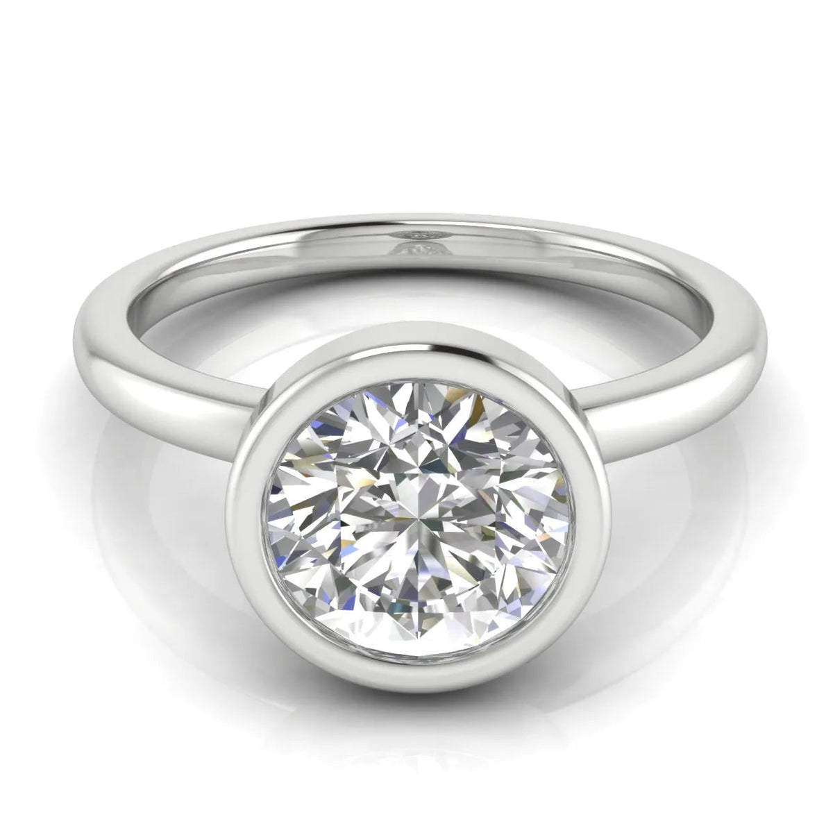 Modern Bezel-Set Solitaire Ring – Round (925 Sterling Silver)