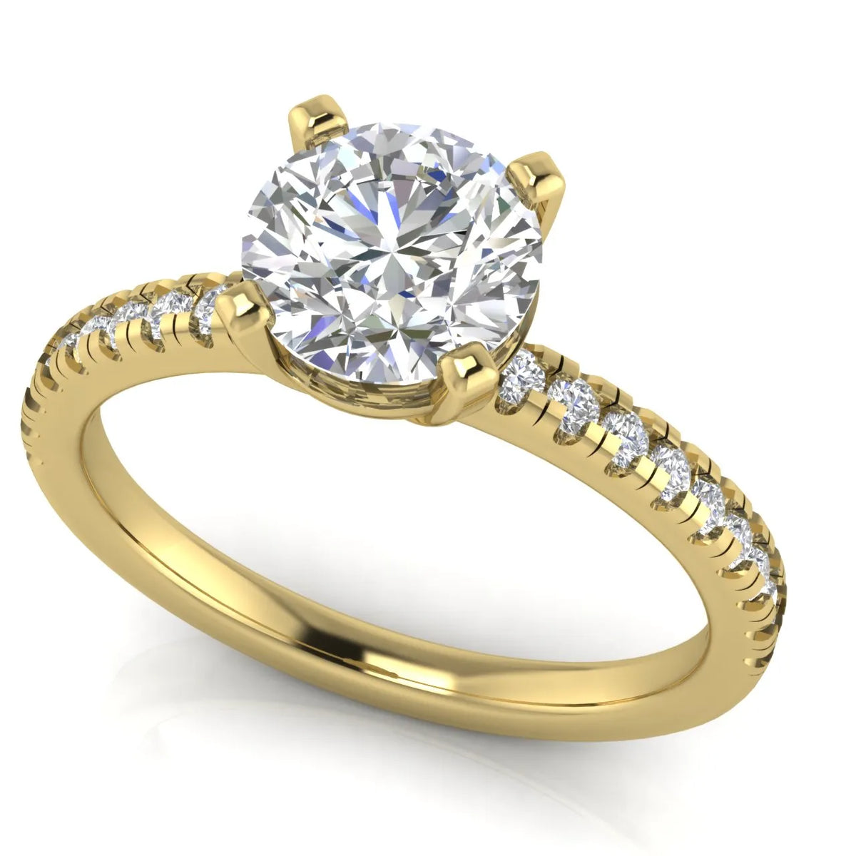 Delicate Pavé Accent Solitaire Ring