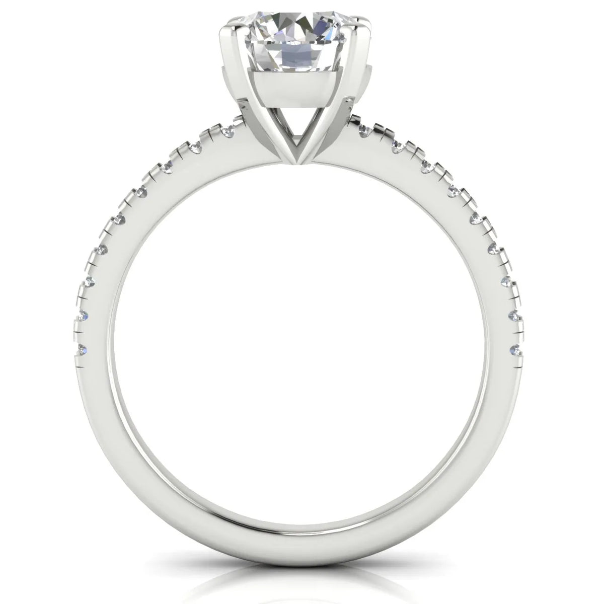 Delicate Pavé Accent Solitaire Ring