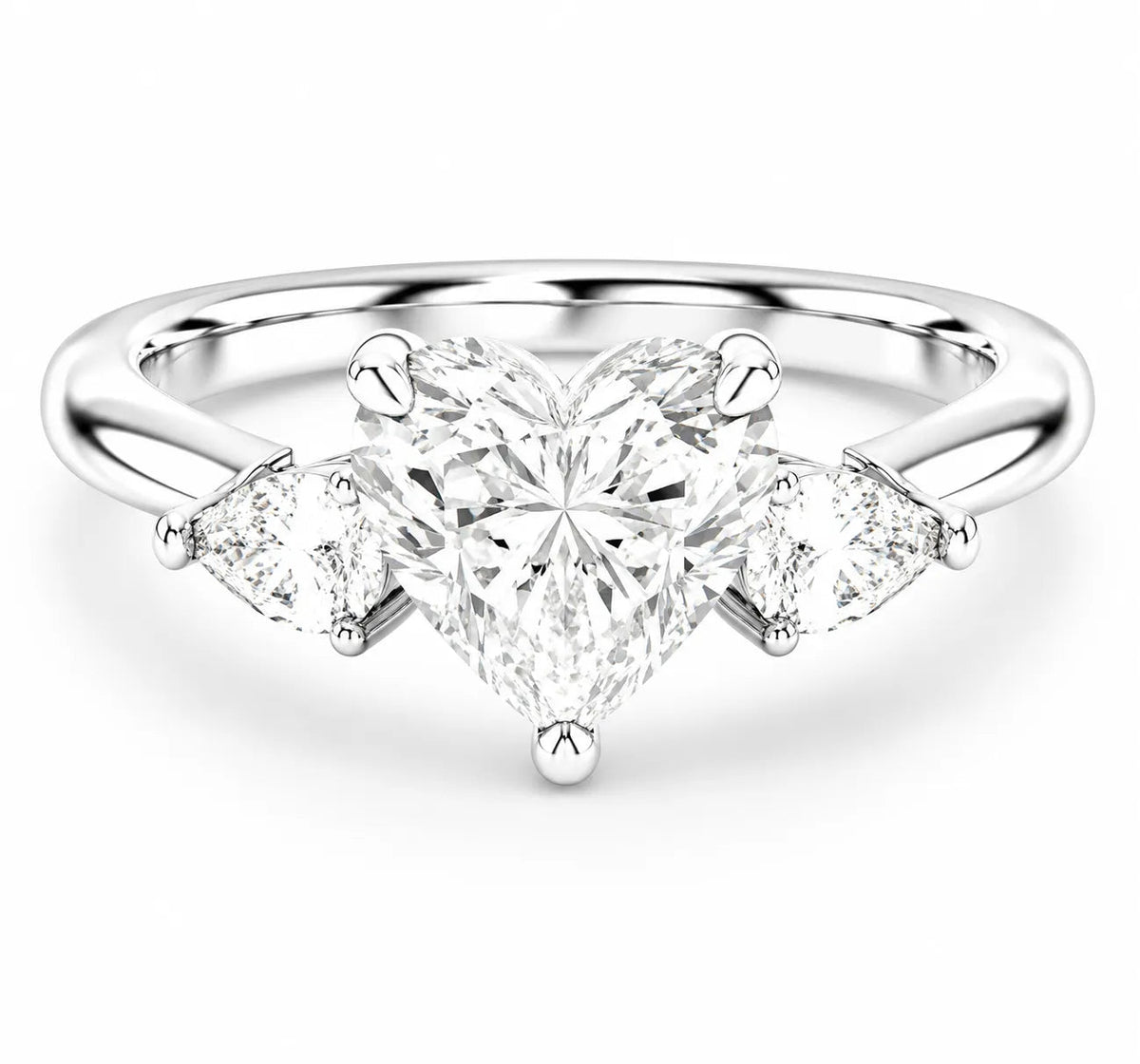 Radiance Ring with Trio Diamond Set – Round (925 Sterling Silver)