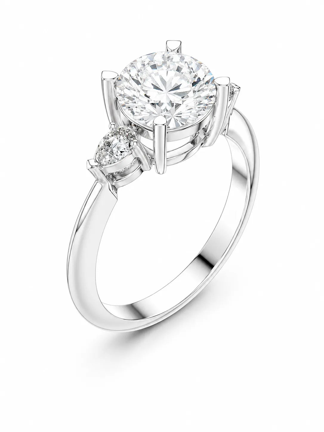 Radiance Ring with Trio Diamond Set – Round (925 Sterling Silver)