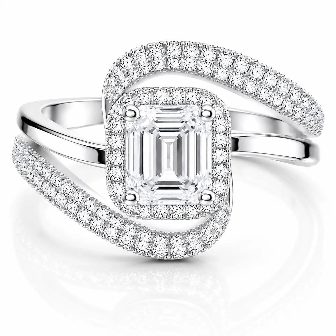 Radiance Twist Engagement Ring – Round (925 Sterling Silver)
