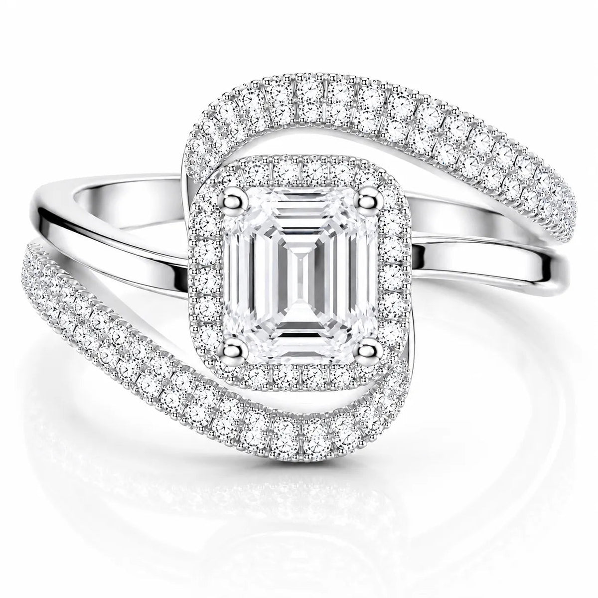 Radiance Twist Engagement Ring – Round (925 Sterling Silver)