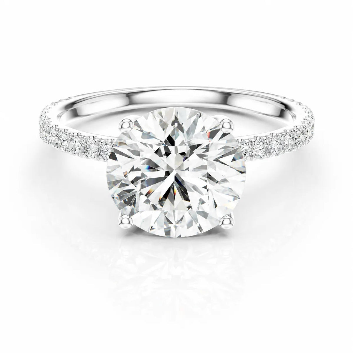 The Imperial Reflection Engagement Ring – (925 Sterling Silver) – Round (925 Sterling Silver)