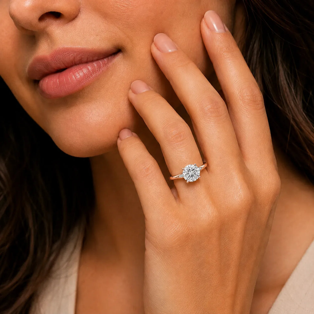 The Aurora Solitaire Side Diamond Engagement Ring