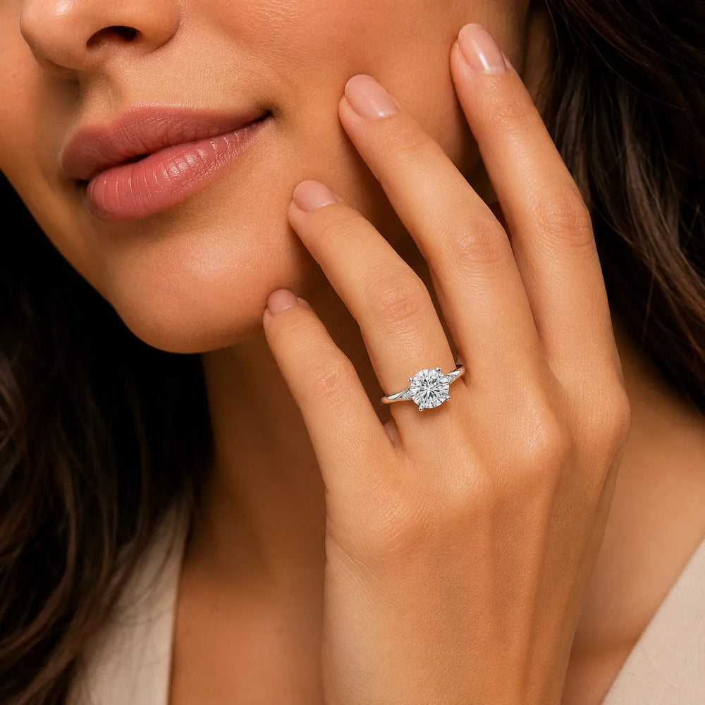 The Aurora Solitaire Side Diamond Engagement Ring