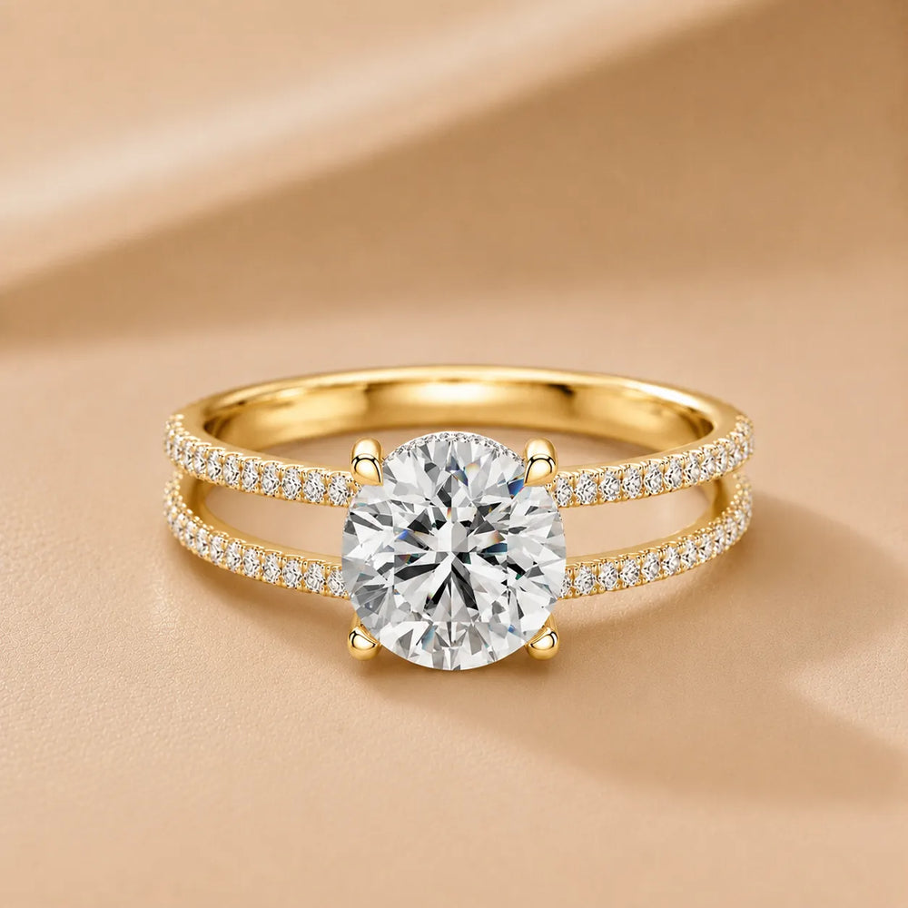 The Twin Halo Majesty Side Diamond Engagement Ring